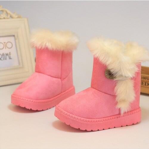 Classic Turned-over Baby Plush Children Winter Boots for Boys Girls Artificial Fur High Top Keep Warm Kids Shoes