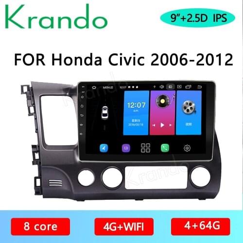 Krando Android 10.0 9" IPS Full Touch Car Multimedia Radio for Honda Civic 2006-2012 Audio DSP WIFI Navi Bluetooth Carplay