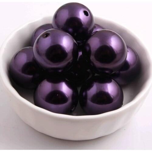Kwoi vita 20mm Chunky Fashion A70 deep purple 100pcs a lot , Loose Imitation Plastic Pearl for Chunky Beads Jewelry
