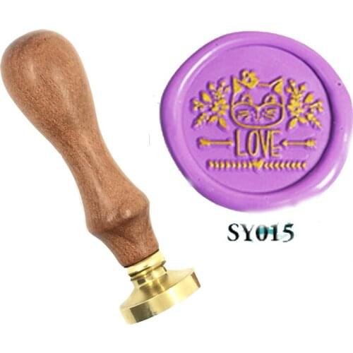 Love Cat greeting blessing Wax Stamp wood handle spoon,DIY Ancient Seal Retro Personalized Stamp Wax Seal High Quality
