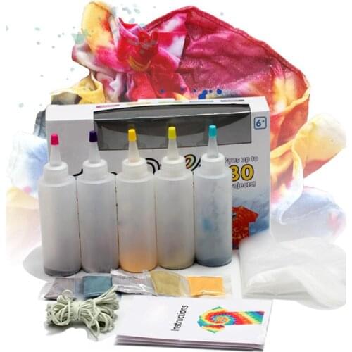 Tie-dye DIY Kit with Rubber Bands Gloves Safe Non-toxic Shirt Fabric DIY Fashion Dye Kit Clothing Graffiti Dye Supplies 2020 New