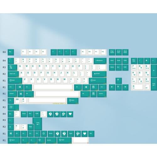 EnjoyPBT ABS Doubleshot Green White Keycaps Set For MX Mechanical Keyboard