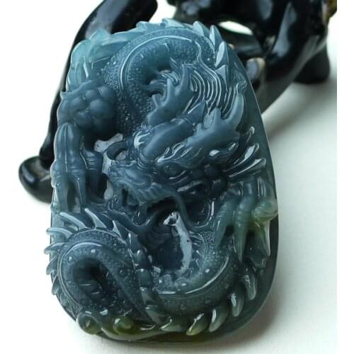 Natural 7A green jade hand-carved dragon jade pendant jade necklace women men pendants necklaces jadeite jade
