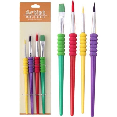 Nylon Hair Candy Color Watercolor Paint Pen 4Pcs/Set Multi Purpose Oil Painting Brushes Plastic Handle Artist Paint Brush