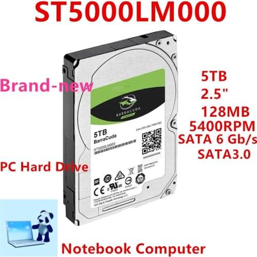 New HDD For Seagate Brand BarraCuda 5TB 2.5" SATA 6 Gb/s 128MB 5400RPM For Internal Hard Disk For Notebook HDD For ST5000LM000