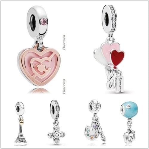Original 925 Sterling Silver Cute Artists Palette With Crystal Pendant Charm Bead Fit Pandora Bracelet & Necklace Jewelry