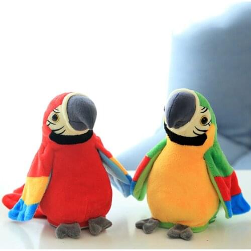 Early Education Plush Toys Electronic Talking Parrot Cute Speaking and Recording Repeats Waving Wings Electric Bird Kids Toy