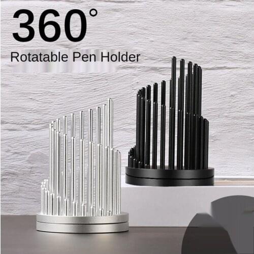Aluminum Alloy Rotary Pen Holder Swing Collection Box Desk Assessories Desktop Organizer