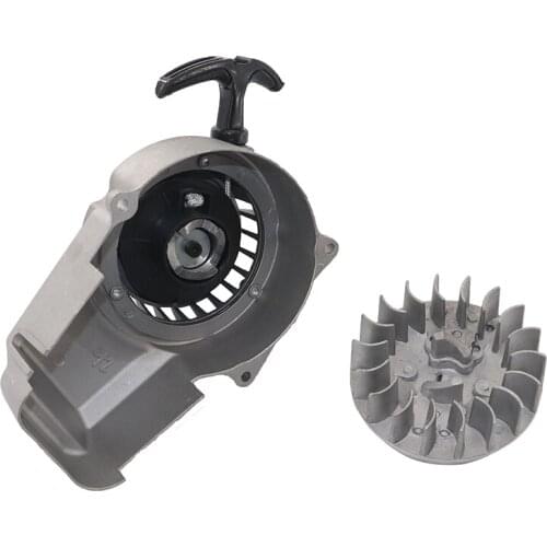Al Alloy hand puller Starter with flywheel for 49CC mini bike starter engine accessories 2-strock engine motorcycle