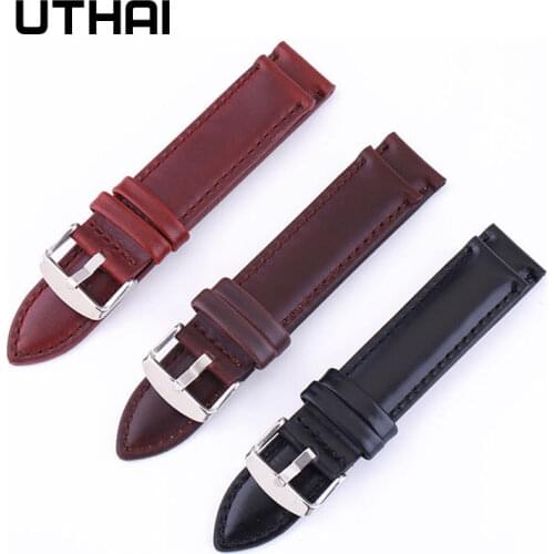 UTHAI P03 20mm Calf Genuine Leather Watch Band Alligator Grain Watch Strap for Tissot Seiko Oil wax leather 22mm Watch Band