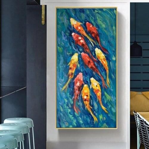 Modern Animals Abstract Swiming Fishes Posters and Print Canvas Painting Wall Art Picture for Living Room Home Decoration Cuadro
