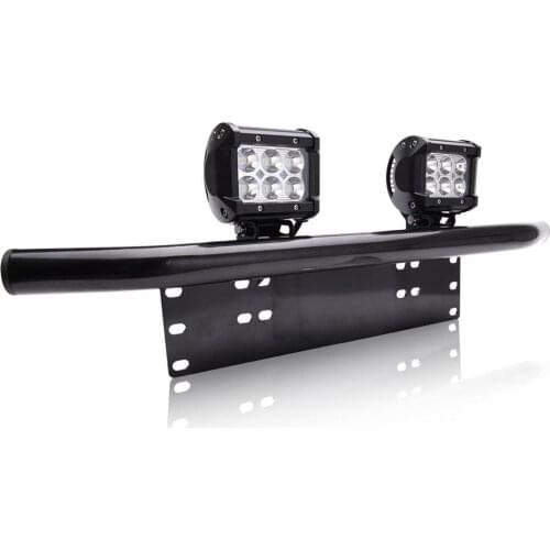 WZJOO Universal Front License Plate Mounting Bracket with 2X Cube 18W LED Pod Work Driving Light Bar For Car Jeep Truck SUV Etc