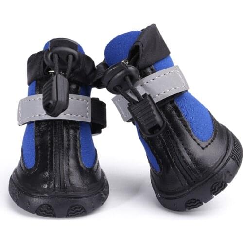 Waterproof Dog Shoes Adjustable Straps and Rugged Anti-Slip Sole Paw Protectors Reflective Dog Boots for Small Medium Large Dogs