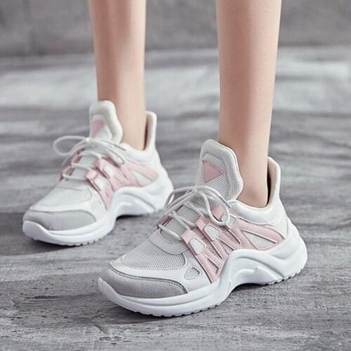2019 Women Sneakers New Fashion Women Casual Shoes Trends Ins Female White Flats platform Spring Summer Lace Up Size 35-43 K8-28