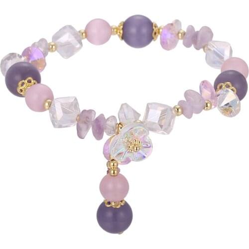 ONYSS Trend 2021 Charms for Bracelet Pearl flower Acrylic Ball Women Friendship Crystal Bracelets for Women