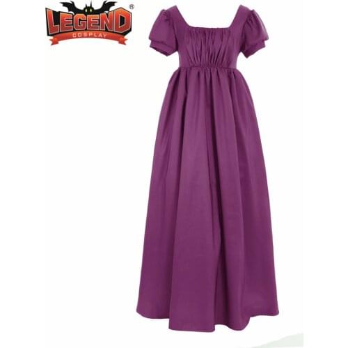 Simple Regency style dress lady Regency Ball Dress High Waistline Tea Gown Dress medieval red dress costume