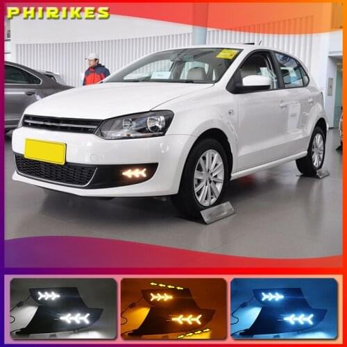1Set LED DRL Daytime Running Light LED headlight car styling 12v ABS Fog Lamp Cover For Volkswagen Polo 2011 2012 2013