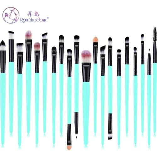 20Pcs Makeup Brushes Set Green Black Wooden Handle For Eye Shadow Powder Eyeliner Eyelash Eyebrow Make Up Brush Beauty Tool
