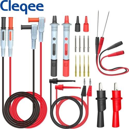 JXSINONE P1308C 20PCS Multimeter Test Leads Kit With Banana PlugTest Hook Cable Puncture Probe Replaceable Needle Alligator Clip