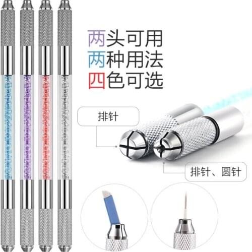 200pcs Manual Double Crystal Acrylic Tattoo Pen Microblading Permanent makeup Eyebrow Tools 2 usage