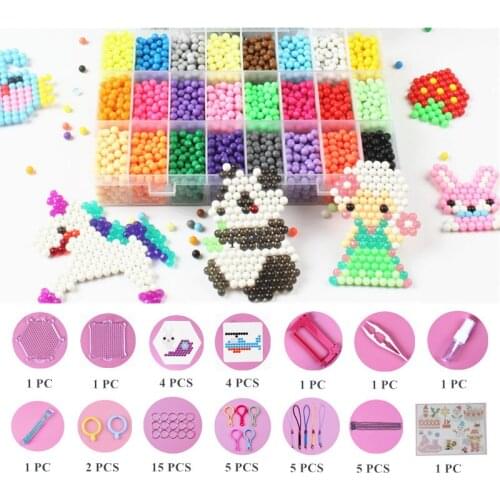 24 Colors Water Spray Beads Toys 3D Puzzle for Children Speelgoed Beads Pegboard Set Jigsaw Puzzle Toy For Children Juguetes