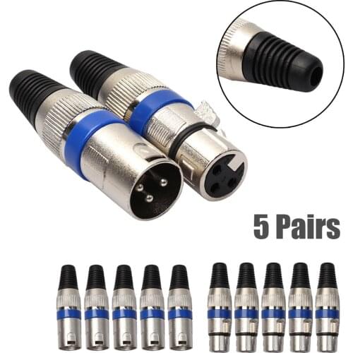 5/10 Pairs 3 Pin Male/Female XLR 35 Jack Connector Electrical Adapter for Mic microphone,audio Cable Connector Male Plug