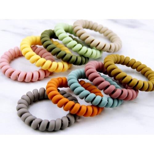 Lot 5Pcs Size 5.5CM Retro frosting Telephone Line Gum Elastic Band For Girl Accessories Springs colour Hair Rope