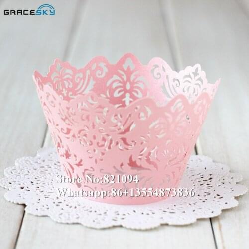 50pcs/lot totem Vine Lace Laser Cut Cupcake Wrapper Liner Baking Cup Wedding / Birthday Party decoration with 23 colors