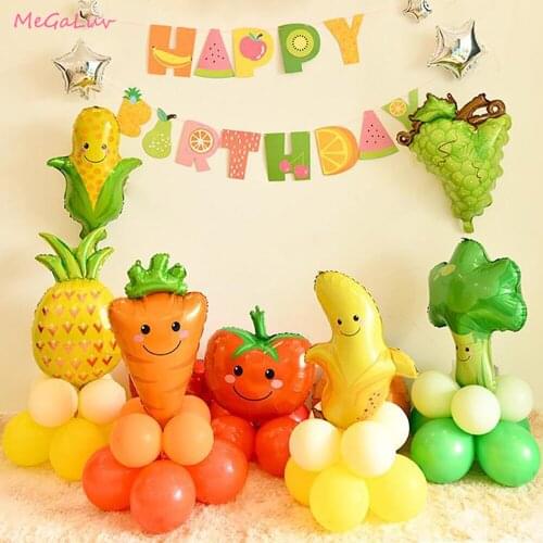 Hawaiian Farmhouse Fruit Theme Vegetable Food Aluminum Foil Helium Balloon, Children’s Birthday Party Decoration, Kids Toy
