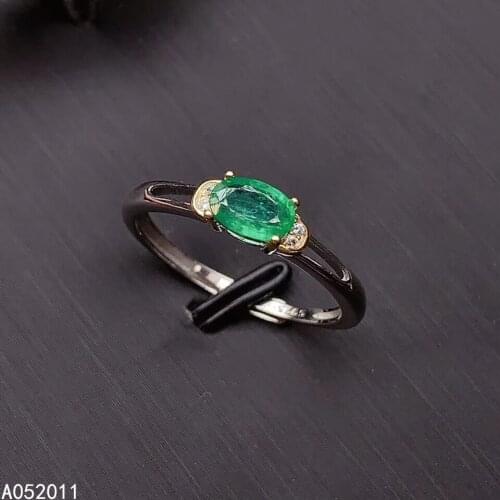 KJJEAXCMY fine jewelry natural Emerald 925 sterling silver luxury girl new adjustable gemstone ring support test with box
