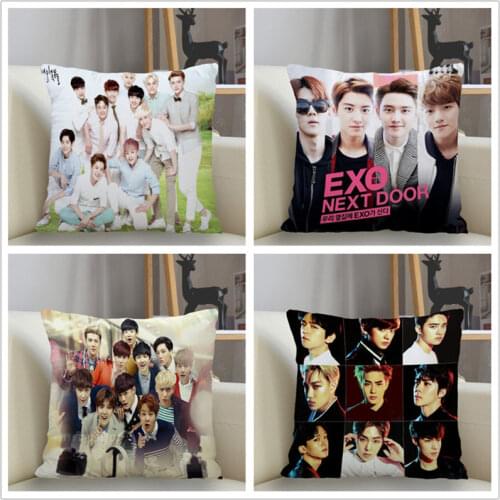 Musife Custom KPOP EXO Pillowcase Home Decoration 45*45cm Zipper Square Pillowcase Throw Pillow Cover Drop Shipping