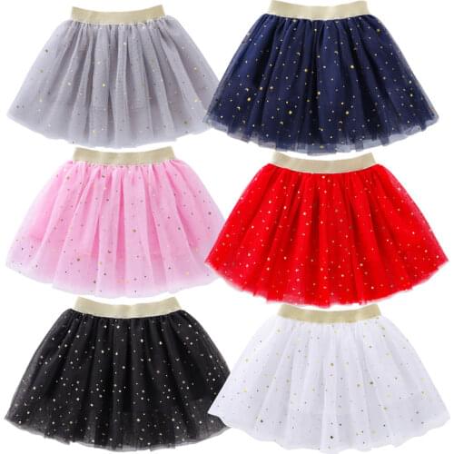 Fashion Kids Mesh Miniskirts Girls Princess Stars Glitter Dance Ballet Tutu Brand Sequin Party Girl Faldas Skirt Elastic