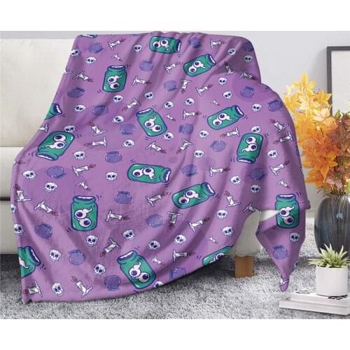 Soft Throw Blanket Halloween Skull Print Purple Bedspreads Cartoon Style Thin Sofa Quilt Comfotable Bedroom Decor Covertor