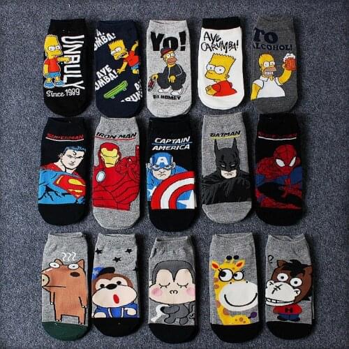 5 Pairs of Couple Socks Funny Anime Personality Boat Socks Invisible Casual Socks Cute Cartoon Kawaii Harajuku Female Tide Socks