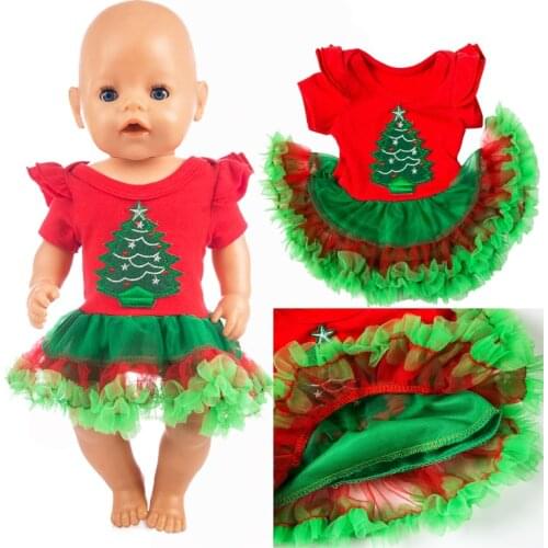 New Christmas dress Doll Clothes Born Baby Fit 17 inch 43cm Doll Accessories For Baby Festiival Gift