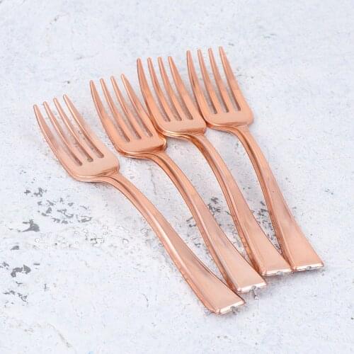 24pcs Disposable Mini Forks Fruit Dessert Pudding Forks Tableware Wedding Birthday Baby Shower Party Dining Supplies