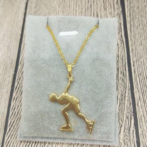 New Trendy Ice Skating Necklace Mens Speed Skating Pendant Necklace Speed Skating Jewellery Figure Jewellery