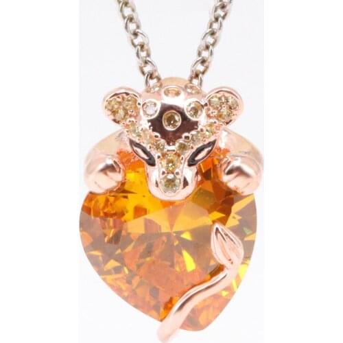 S925 Sterling Silver Pendant Rose Gold Glittering Princess Lion Heart Necklace Pendant Fit Original Charms Bracelet
