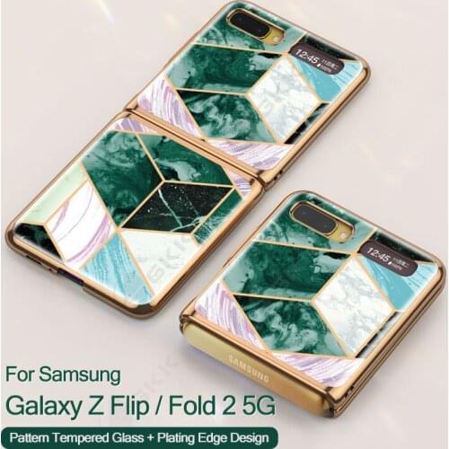 Luxury Tempered Glass Plating Case For Samsung Galaxy Z Flip Fold 2 5G Anti-knock Frame Cover For Samsung Z Flip Fold 2 5G Case