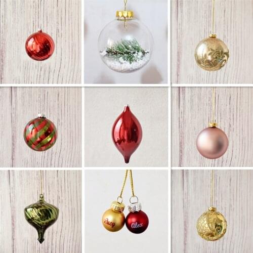 Christmas Ball Decoration Pendant Transparent Glass Ball Hollow Charm Window Props Painted Pattern Plating Petal