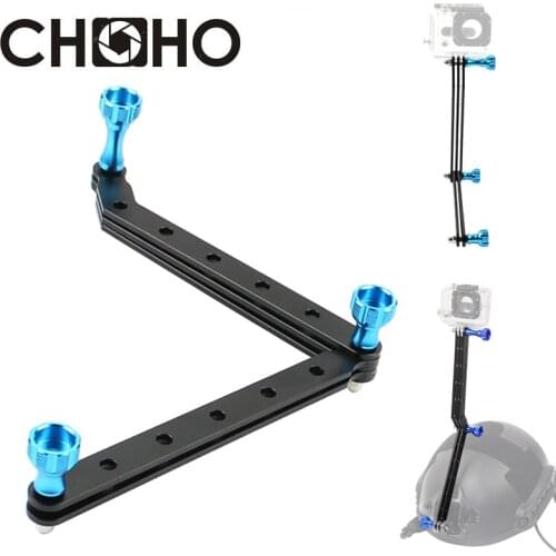 For Gopro Accessories Aluminium Mount Helmet Arm Extension 3 Way CNC Pole Screw selfie stick for Go Pro 9 8 7 SJCAM Xiaomi Yi 4K