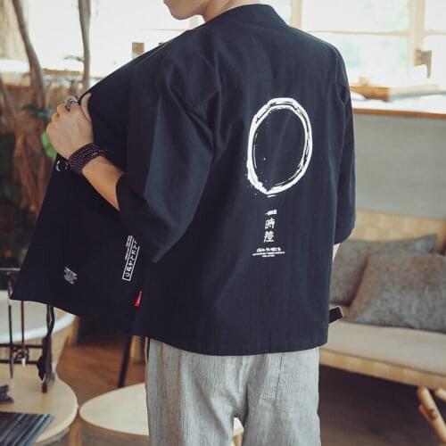 Japan Style Cotton Linen Thin Loose Coat 3/4 Sleeve Mens Coat Casual Jacket Outwear Plus Size M-5XL