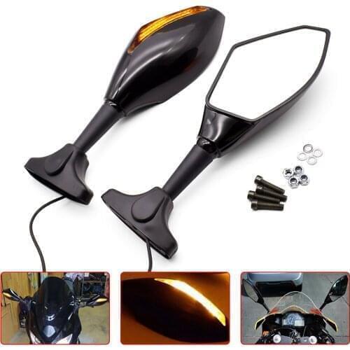 Universal Motorcycle LED Turn Signals Rear View Side Mirrors For Honda CBR1000RR CBR1100XX PCX 125 PCX 150 CR80R