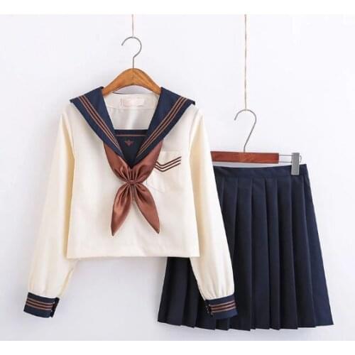 Japanese School Uniforms Anime COS Sailor Suit Jk Uniforms College Middle School Uniform For Girls Students Light Yellow Costume