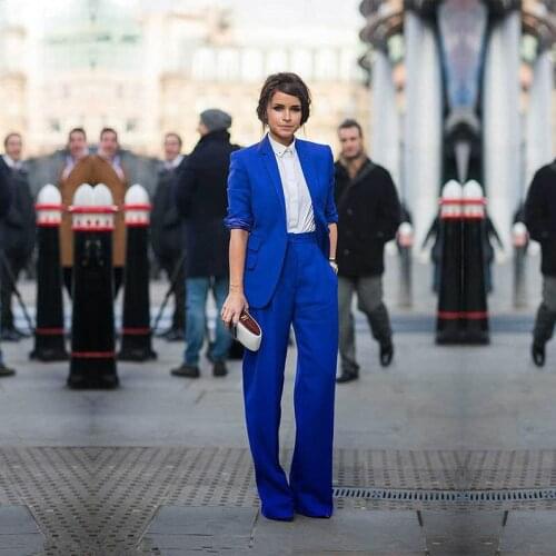 Women Pant Suits Casual Office Business Suits Formal Work Wear Royal Blue Elegant Pant Suits Summer Spring Custom Made