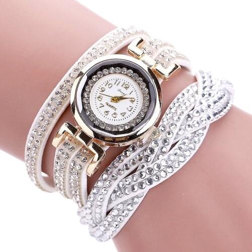 Women Diamond Watch Starry Round Dial Bracelet Watches Set Ladies Leather Band Quartz Wristwatch Female Clock Zegarek Damski