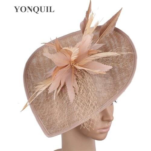 Ladies Party Big Chapeau Cap Bridal Formal Dress Wedding Headpiece Women Elegnat Feather Flower Fascinator Hat Headwear Occasion