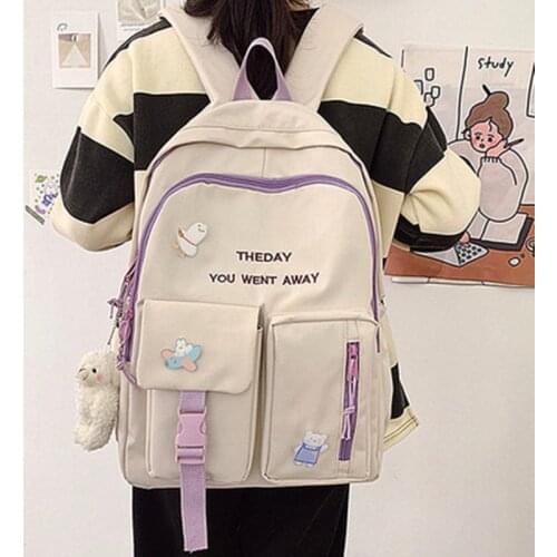 Notebook Schoolbag female backpack Korean Harajuku college student junior high school student backpack female campus 2021 new