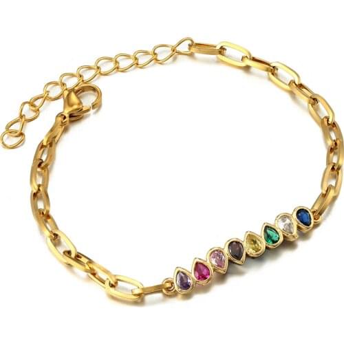 Unique Design Stereoscopic Bracelet for Women Adjust Size Water Droplets Colorful CZ Charm Bracelets Chain Link Fashion Jewelry