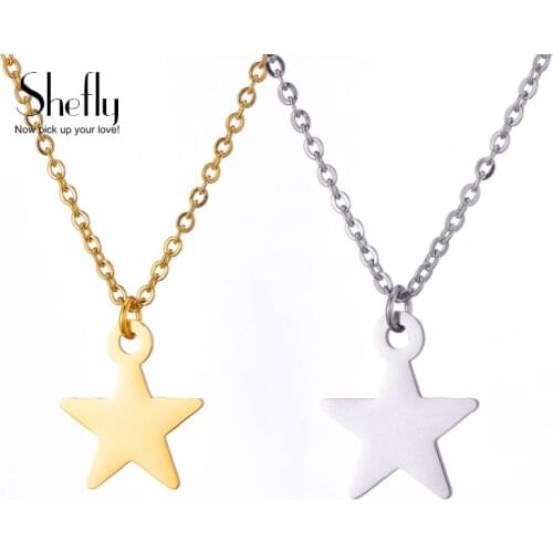 Enthnic Cute Star Necklaces for Women Long Stainless Steel Choker Necklace Fashion Bohemia Jewelry Chokers Gift collier femme